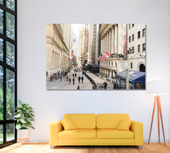 Wall Street Sign and New York Stock Exchange Canvas Print ArtLexy 1 Panel 24"x16" inches 