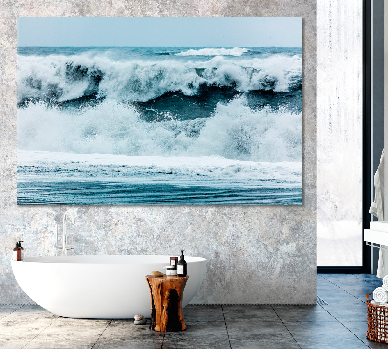 Stormy Waves on Vik Beach Iceland Canvas Print ArtLexy 1 Panel 24"x16" inches 