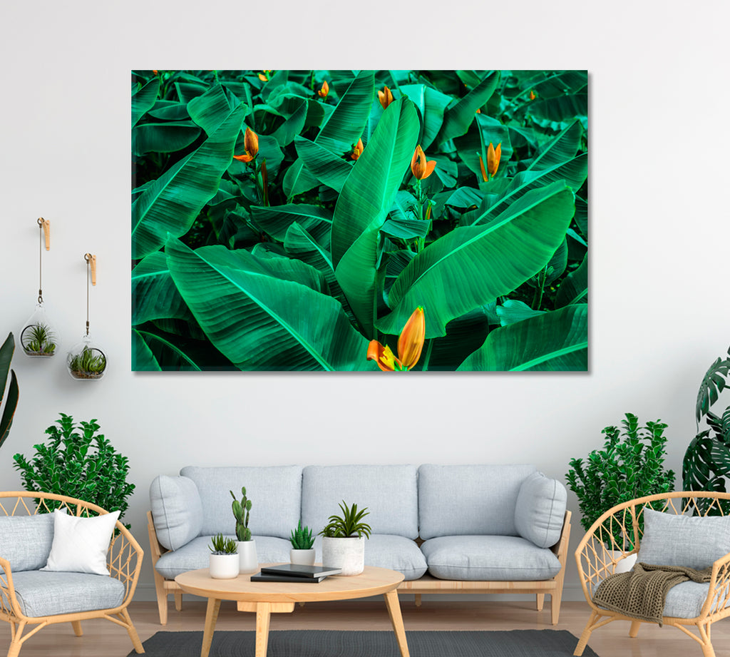 Tropical Banana Leaf Canvas Print ArtLexy 1 Panel 24"x16" inches 