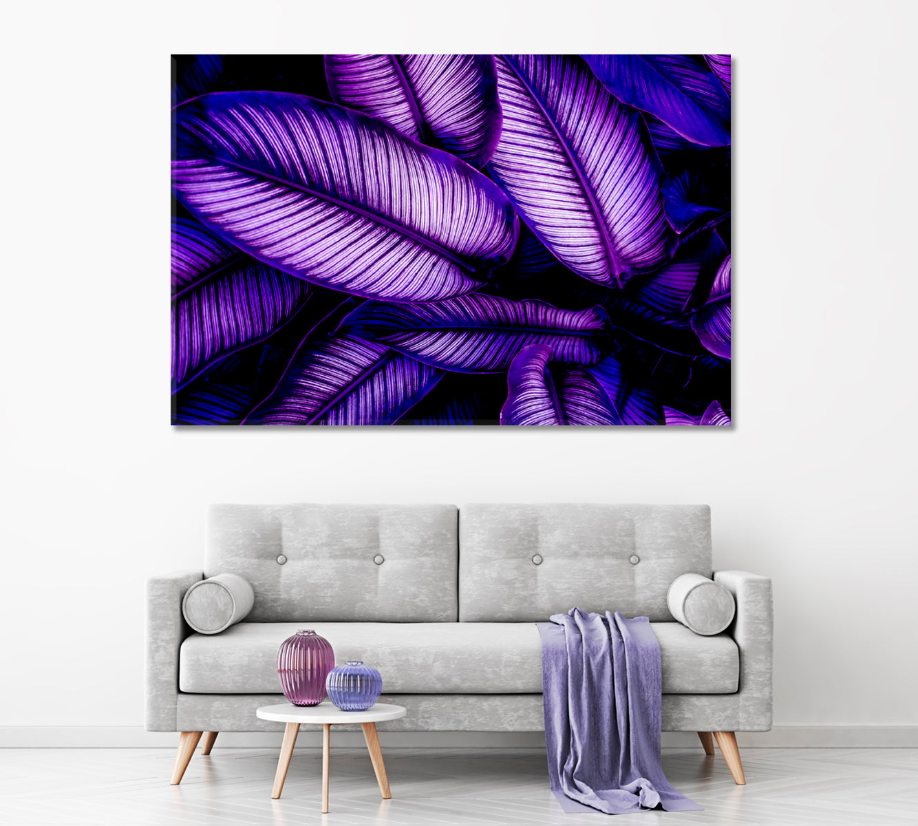 Purple Tropical Leaves Closeup Canvas Print ArtLexy 1 Panel 24"x16" inches 
