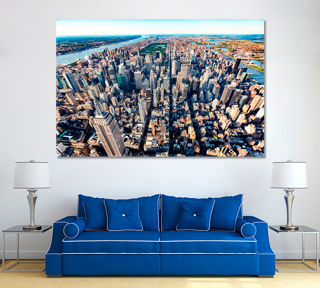 Aerial view of Manhattan, NY and Central Park Canvas Print ArtLexy 1 Panel 24"x16" inches 
