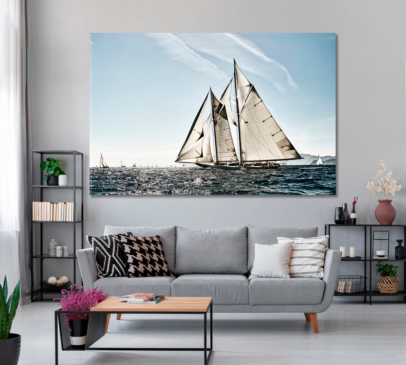 Sailboat Regatta Canvas Print ArtLexy 1 Panel 24"x16" inches 