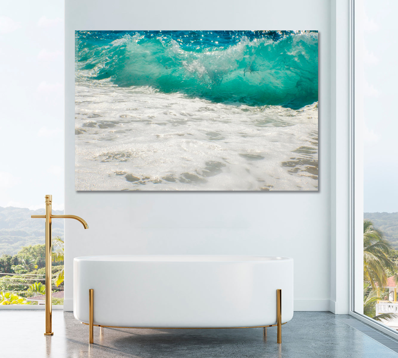 Blue Ocean Wave Canvas Print ArtLexy 1 Panel 24"x16" inches 