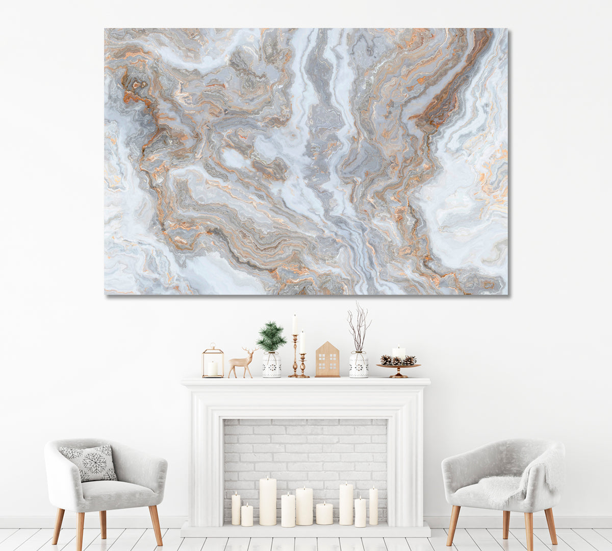 Gray-Beige Marble Canvas Print ArtLexy 1 Panel 24"x16" inches 