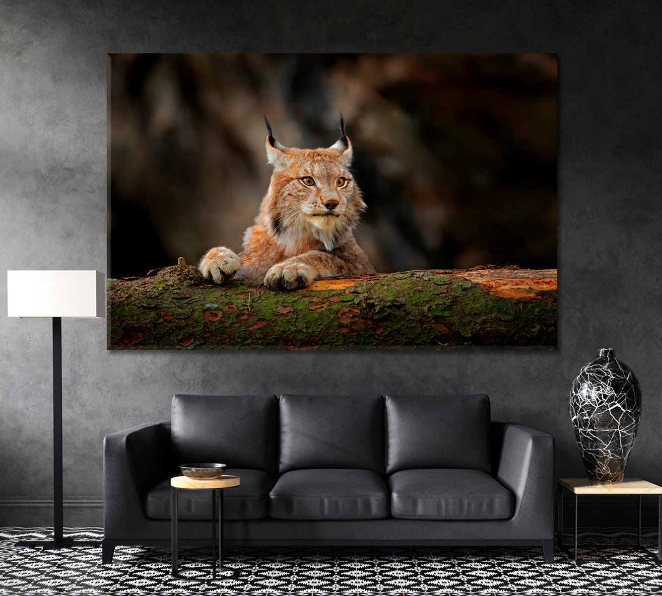 Lynx in Forest Canvas Print ArtLexy 1 Panel 24"x16" inches 