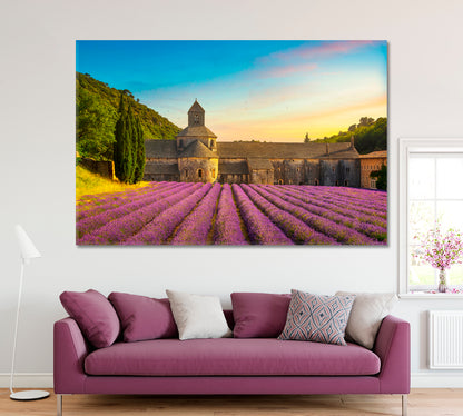 Senanque Abbey with Lavender Field Provence France Canvas Print ArtLexy 1 Panel 24"x16" inches 