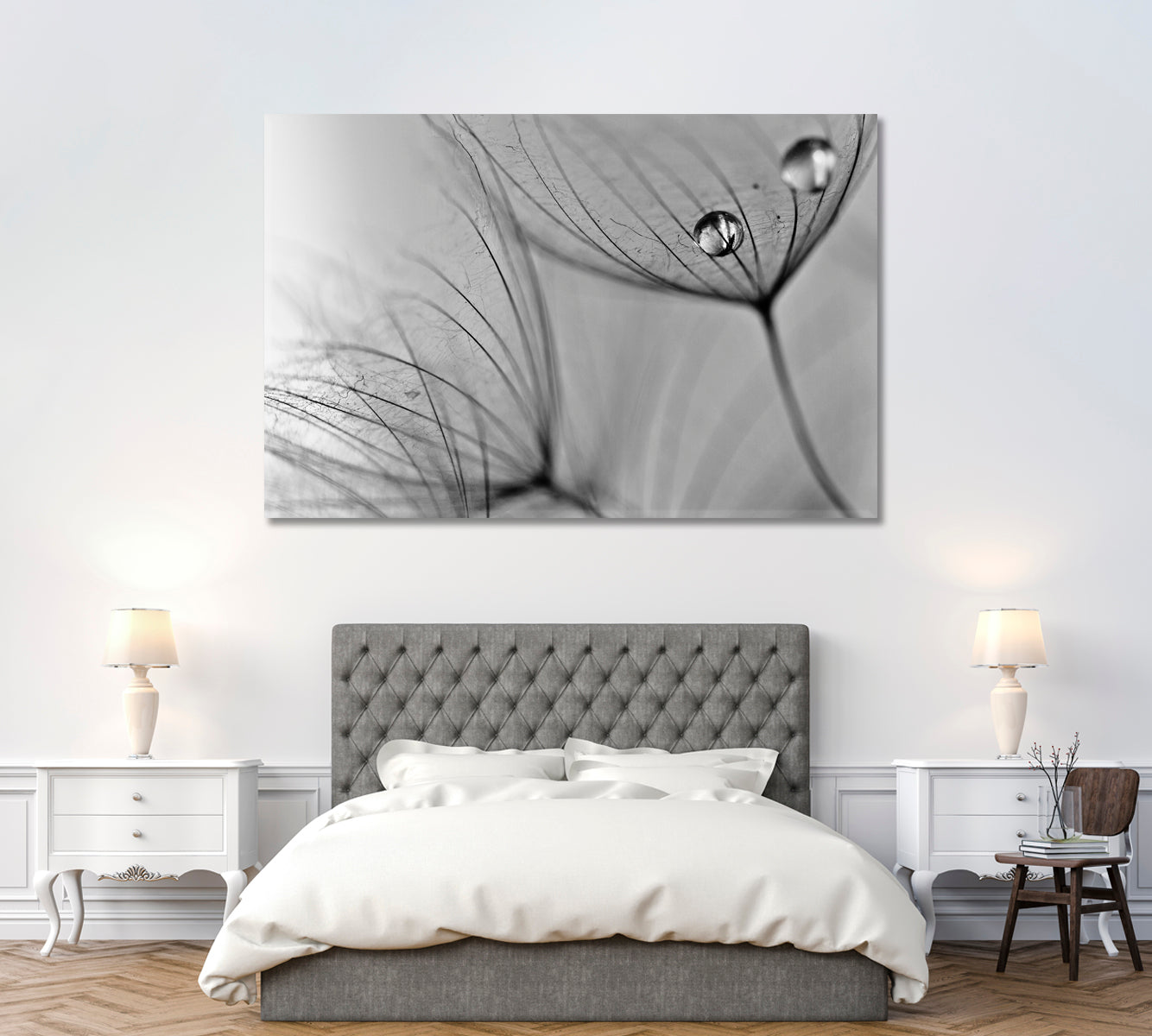 Dandelion with Water Drops Canvas Print ArtLexy 1 Panel 24"x16" inches 