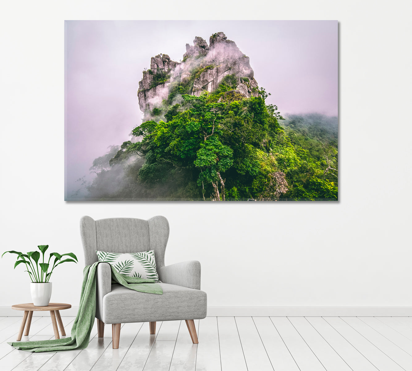 Mountain in Fog Canvas Print ArtLexy 1 Panel 24"x16" inches 