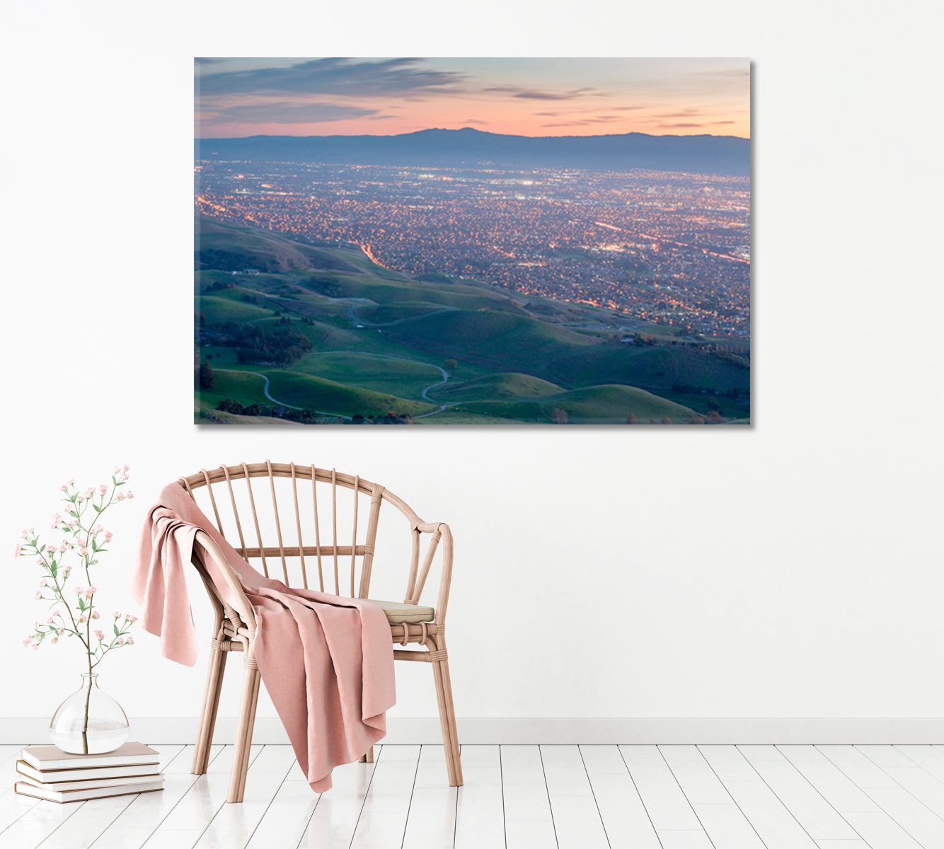 San Jose and Silicon Valley at Sunset California Canvas Print ArtLexy 1 Panel 24"x16" inches 