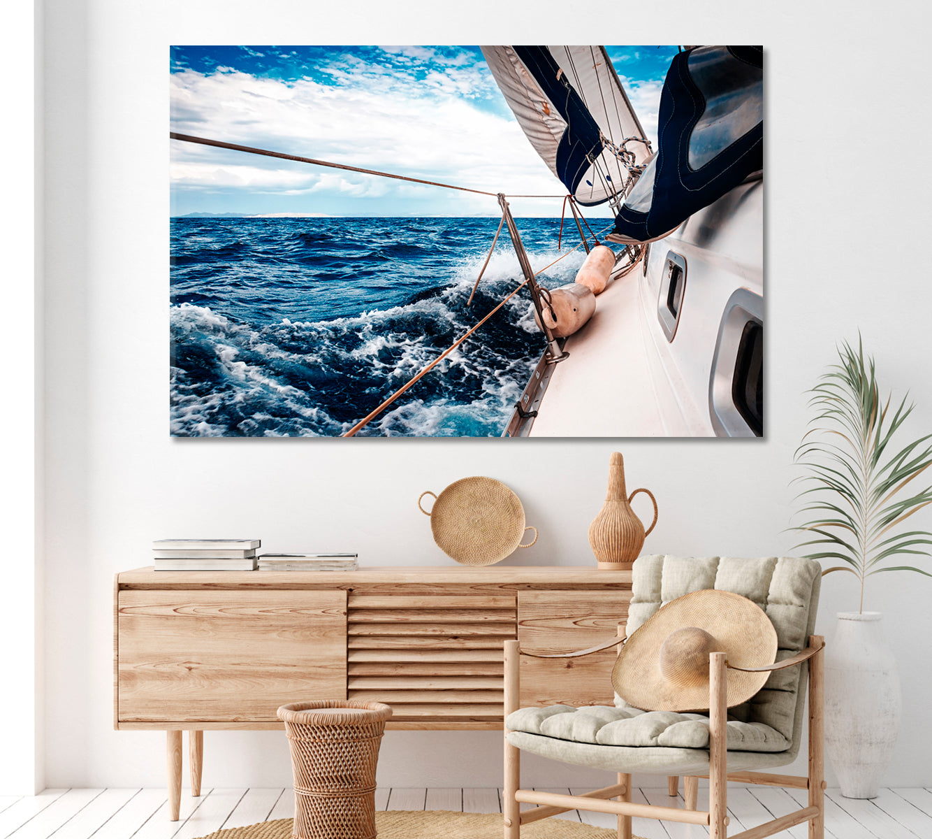 Sailing Yacht at Sea Canvas Print ArtLexy 1 Panel 24"x16" inches 