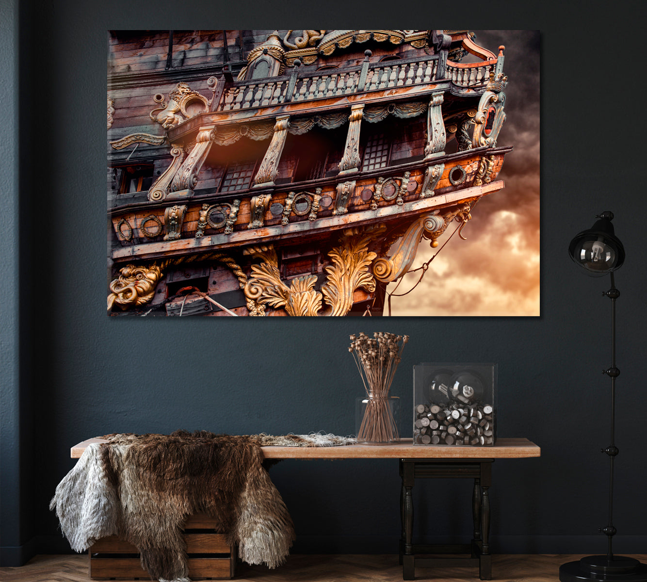 Old Pirate Ship Canvas Print ArtLexy 1 Panel 24"x16" inches 