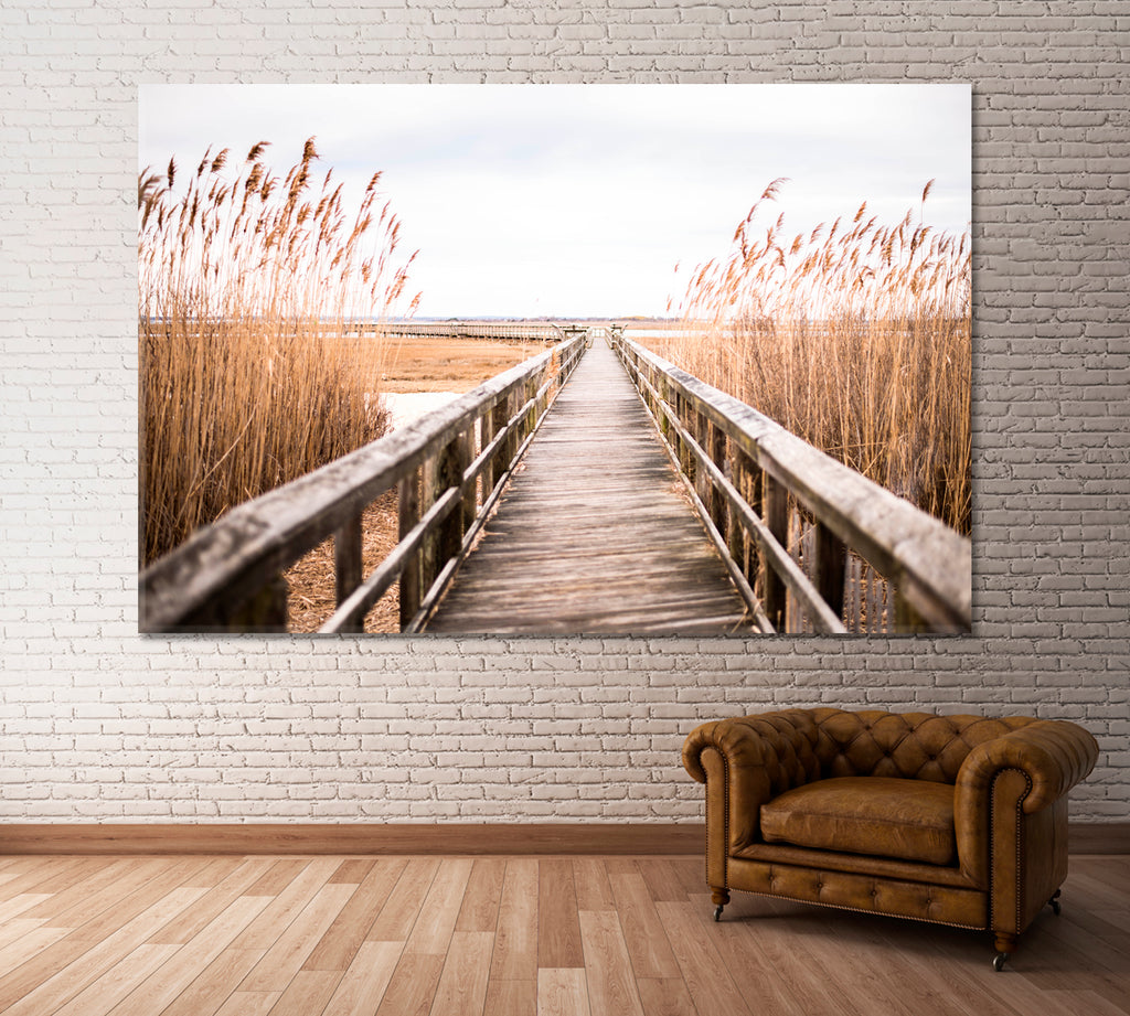 Wooden Pier in Long Island New York Canvas Print ArtLexy 1 Panel 24"x16" inches 
