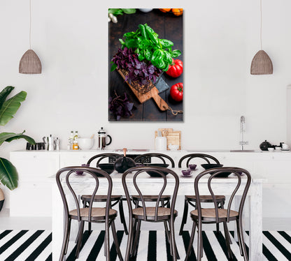 Juicy Bunches of Green and Purple Basil Canvas Print ArtLexy   