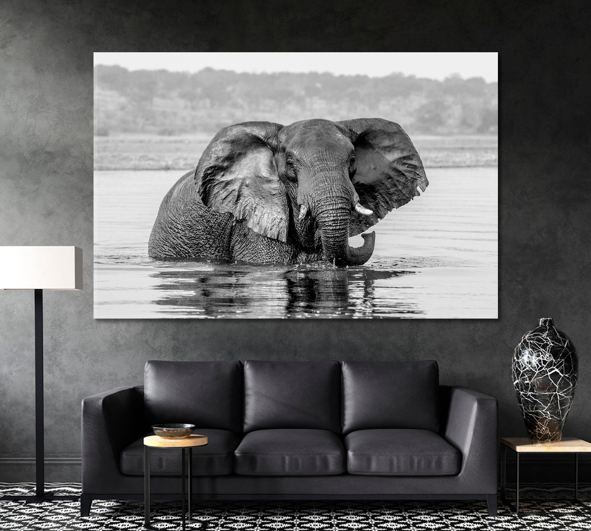 African Bush Elephant Canvas Print ArtLexy 1 Panel 24"x16" inches 
