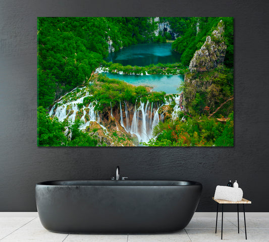Waterfalls in Plitvice National Park Croatia Canvas Print ArtLexy 1 Panel 24"x16" inches 