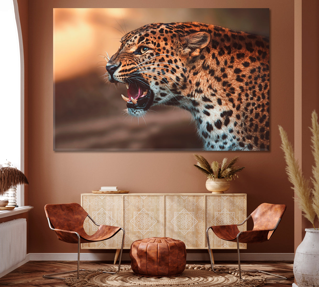 Angry Ceylon Leopard Canvas Print ArtLexy 1 Panel 24"x16" inches 