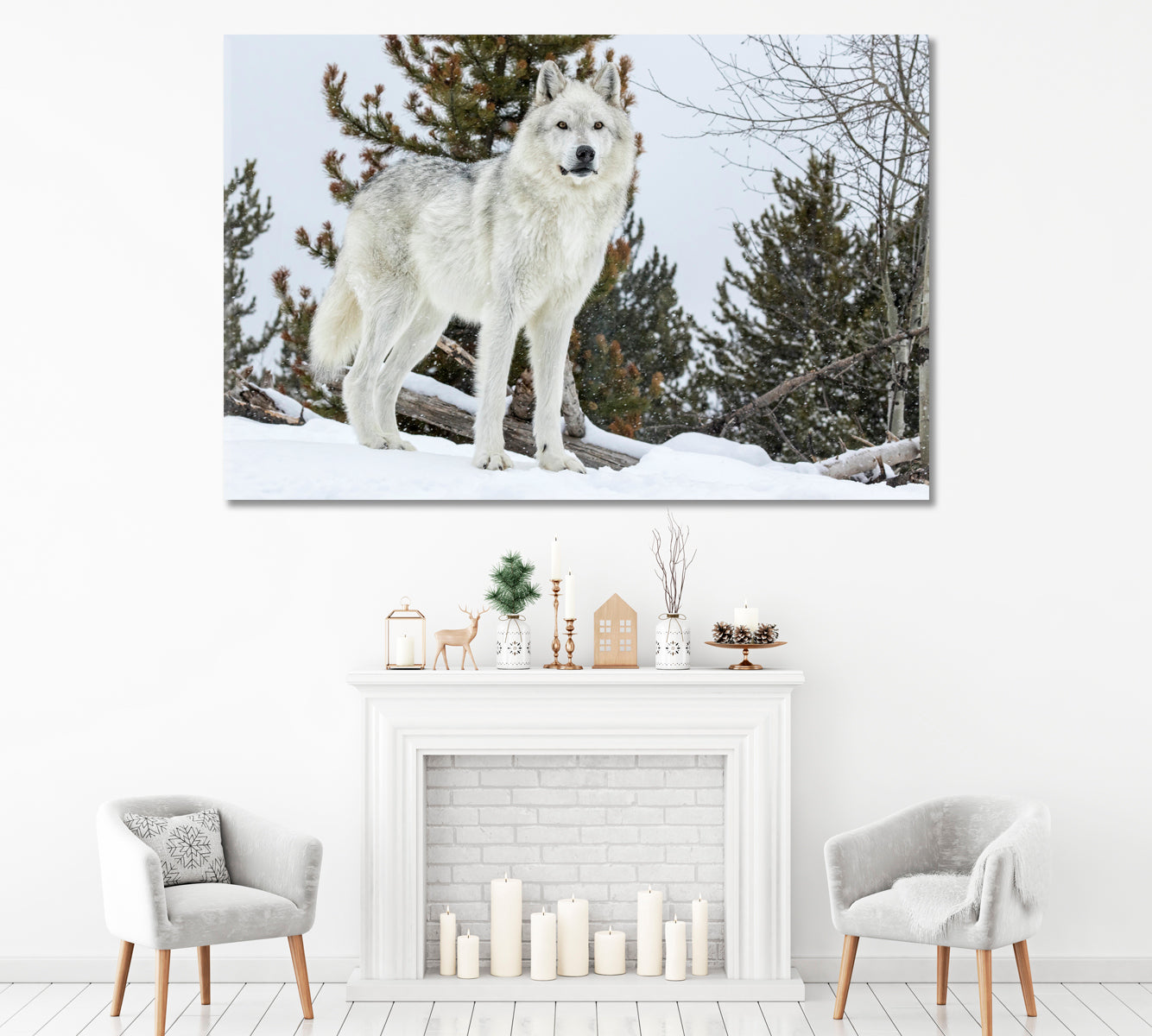 Wild Gray Wolf Canvas Print ArtLexy 1 Panel 24"x16" inches 