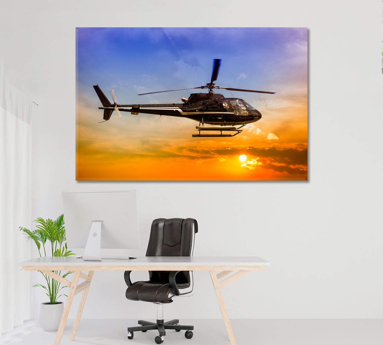 Sightseeing Helicopter Canvas Print ArtLexy 1 Panel 24"x16" inches 