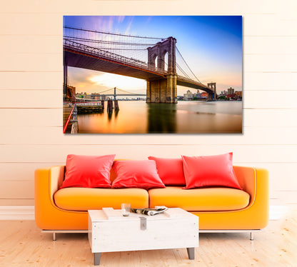 Brooklyn Bridge at Dawn New York Canvas Print ArtLexy 1 Panel 24"x16" inches 