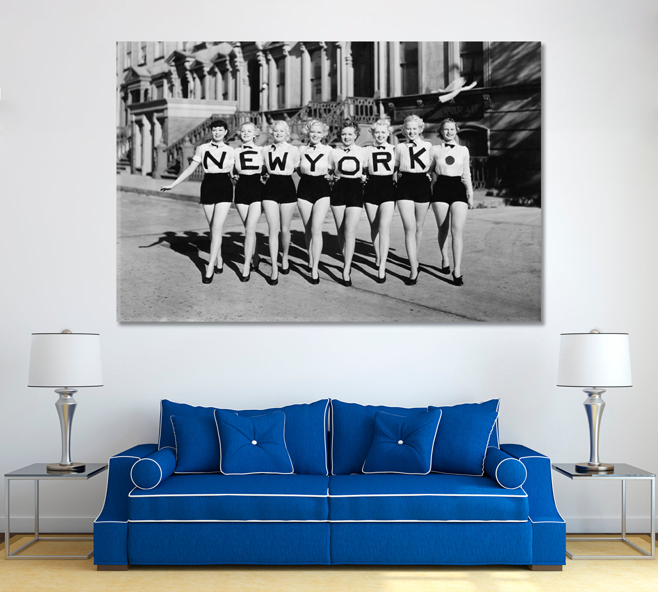 Retro Snapshot Chorus Line with New York on T-Shirts Canvas Print ArtLexy 1 Panel 24"x16" inches 