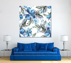 Blue Watercolor Flowers Canvas Print ArtLexy   