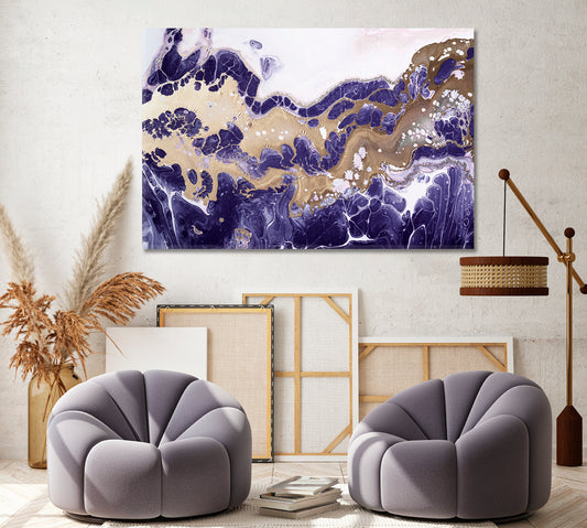 Purple and Bronze Fluid Marble Painting Canvas Print ArtLexy   