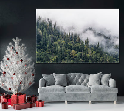 Pine Forest in Fog Tibet Canvas Print ArtLexy 1 Panel 24"x16" inches 