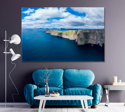 Sandoy Island Cliffs Faroe Islands Canvas Print ArtLexy 1 Panel 24"x16" inches 