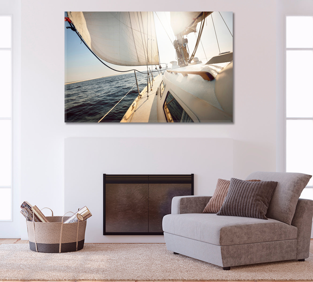 Yacht Sailing On Open Sea Canvas Print ArtLexy   