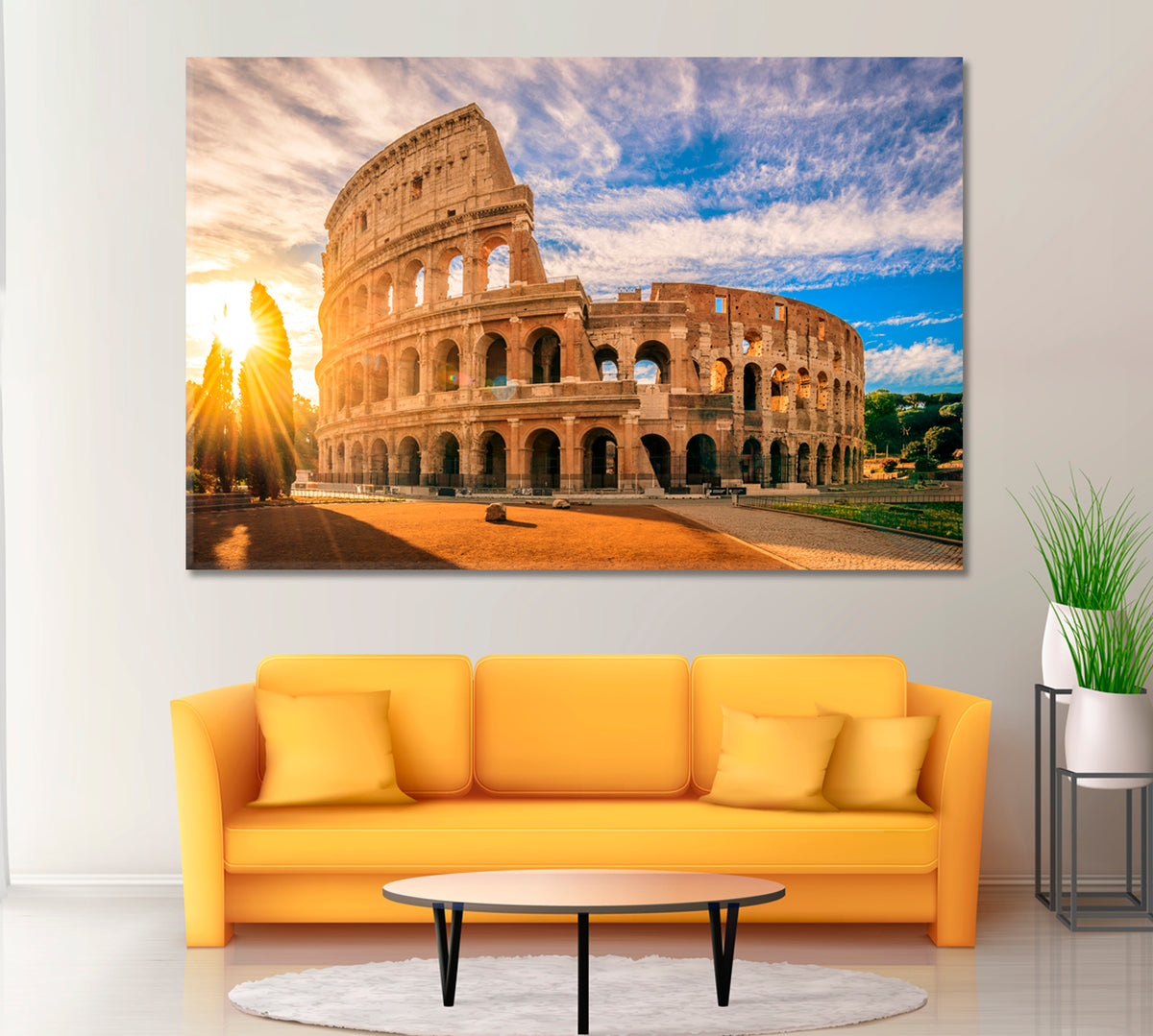 Colosseum at Sunrise Rome Italy Canvas Print ArtLexy 1 Panel 24"x16" inches 