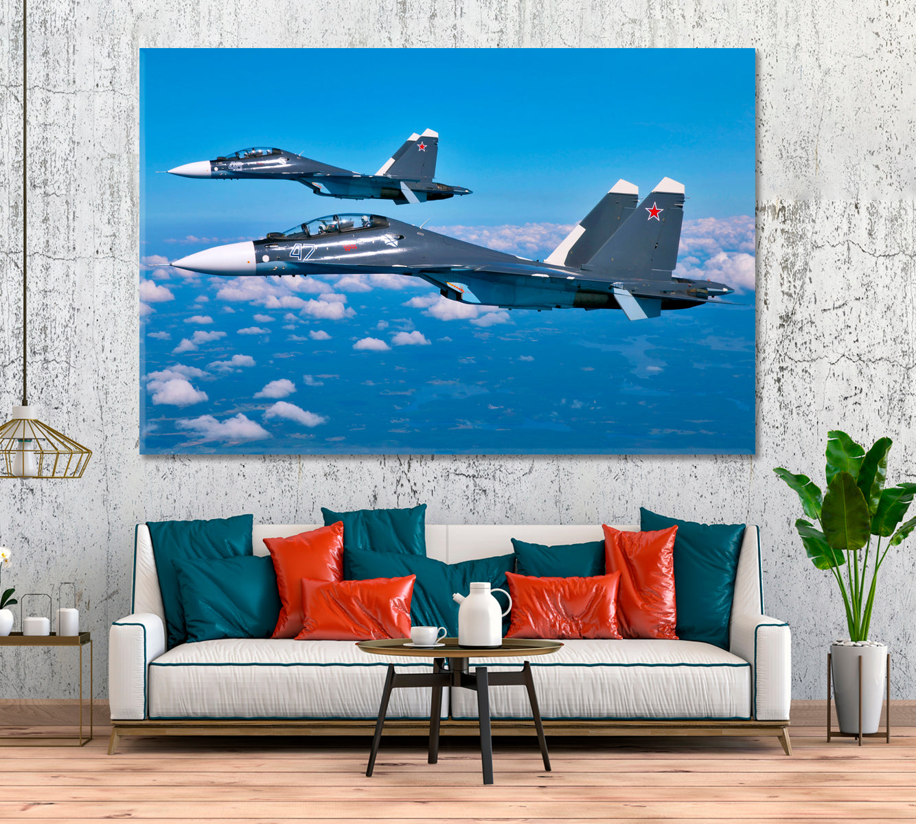 Sukhoi Su-30SM (Flanker-C) Jet in Flight Canvas Print ArtLexy 1 Panel 24"x16" inches 
