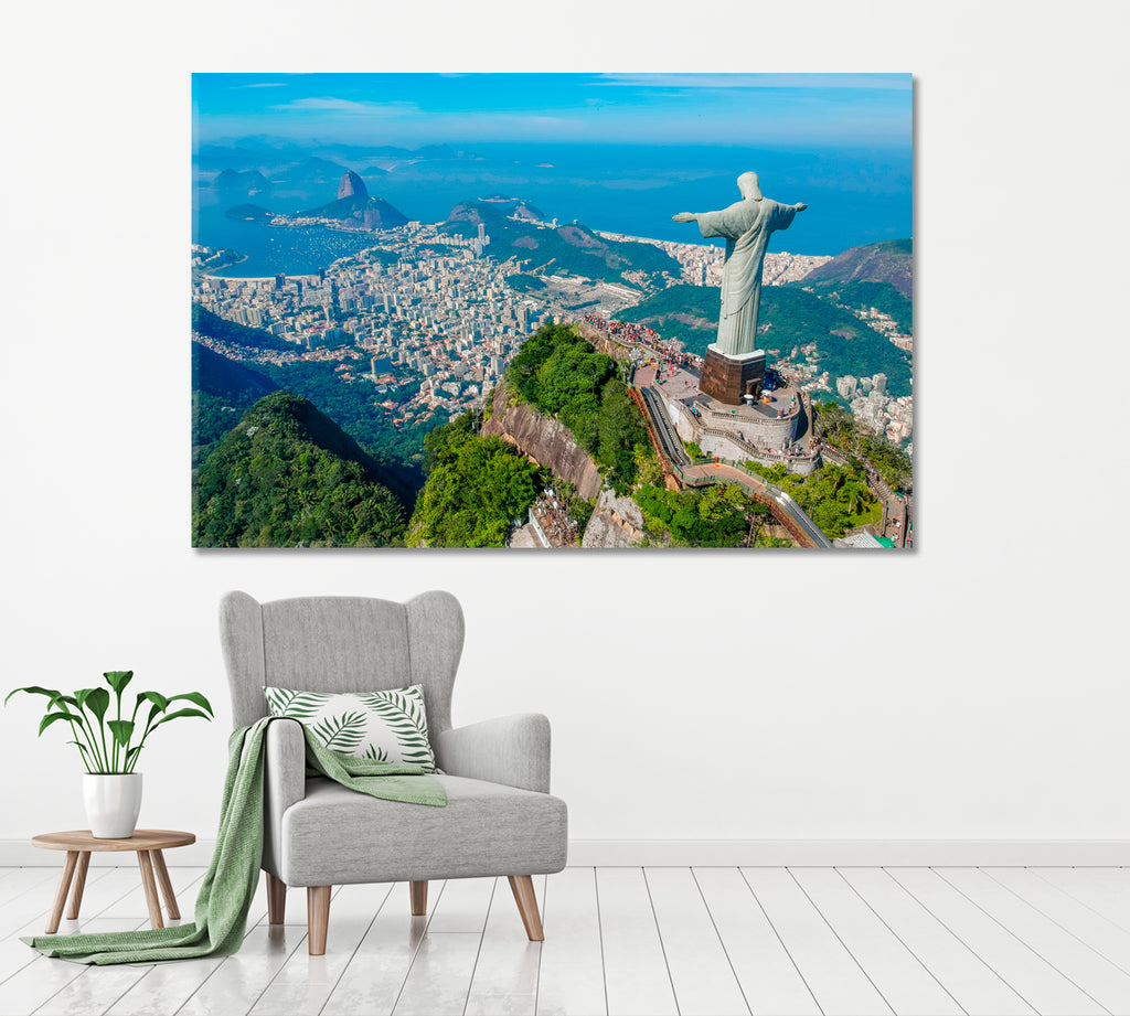 Christ Redeemer and Corcovado Mountain Rio de Janeiro Brazil Canvas Print ArtLexy 1 Panel 24"x16" inches 