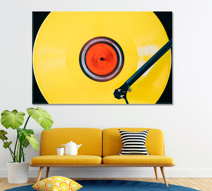 Yellow Vinyl Canvas Print ArtLexy 1 Panel 24"x16" inches 