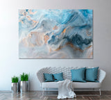 Abstract Blue Marble Waves Canvas Print ArtLexy 1 Panel 24"x16" inches 