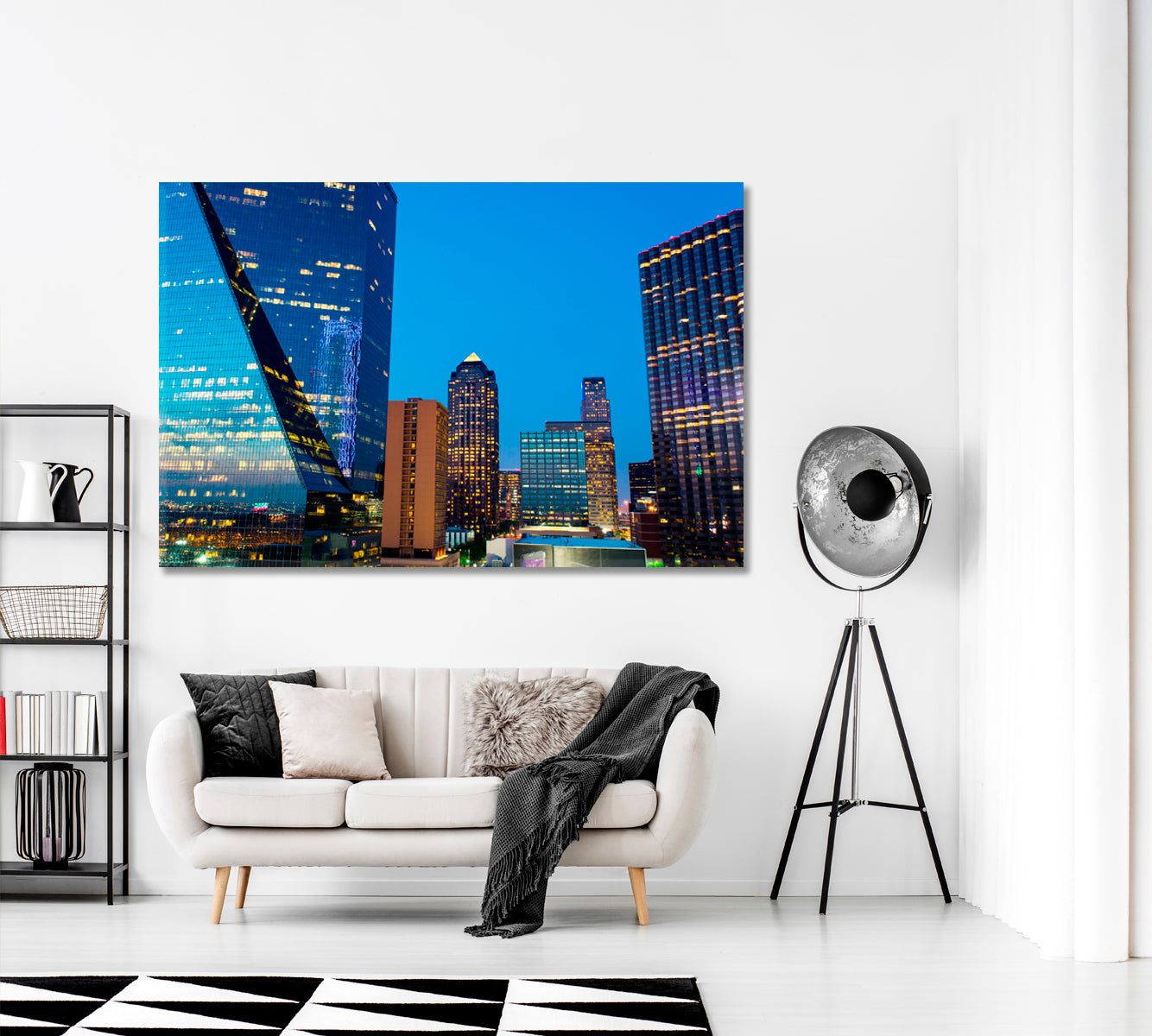 Office Buildings Lights Dallas Texas Canvas Print ArtLexy 1 Panel 24"x16" inches 