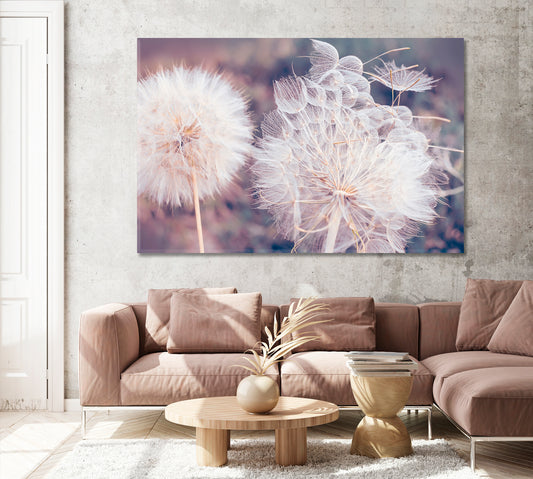 Beautiful Fluffy Dandelion Flower Canvas Print ArtLexy 1 Panel 24"x16" inches 