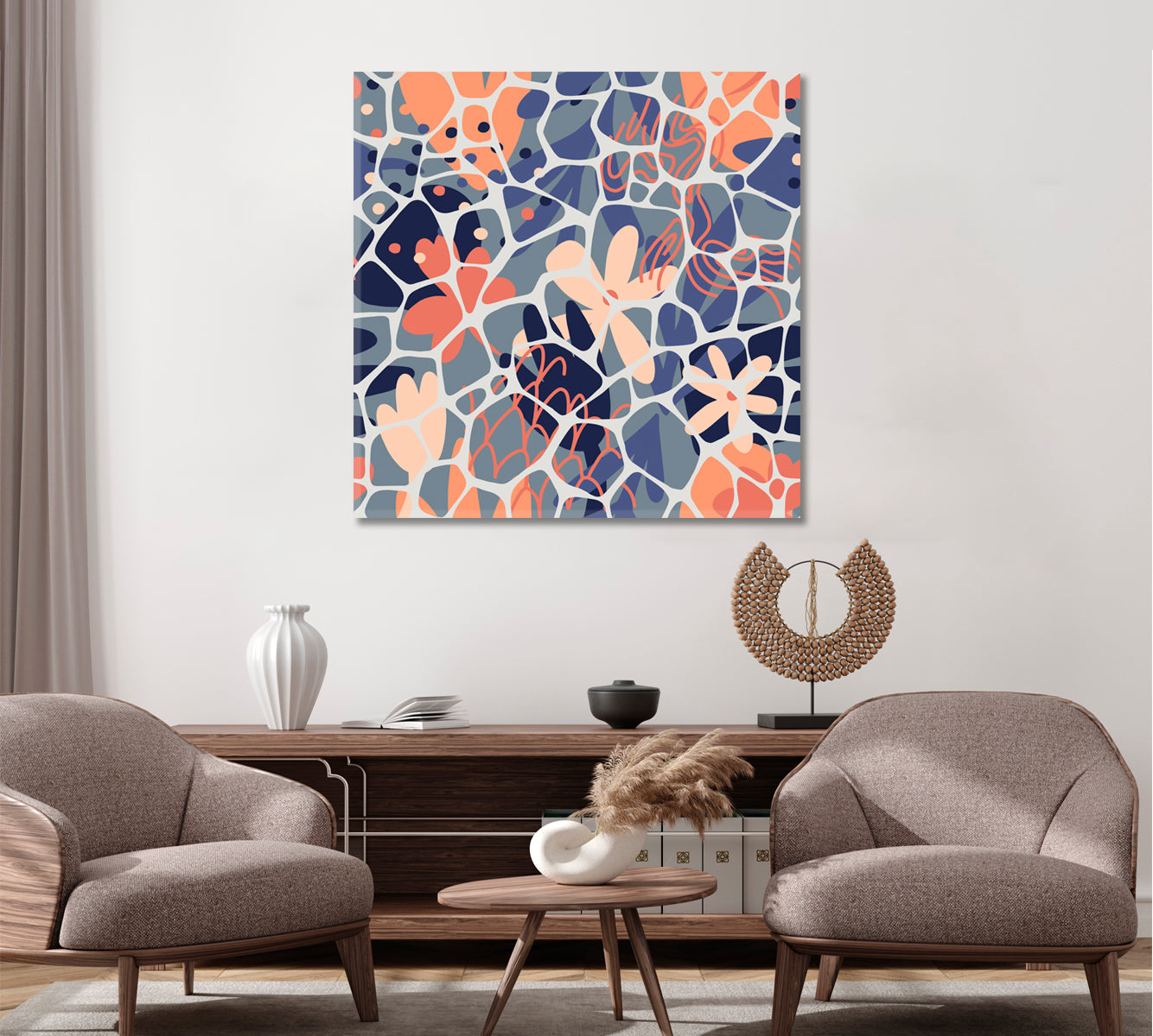 Abstract Geometric Flowers Canvas Print ArtLexy   