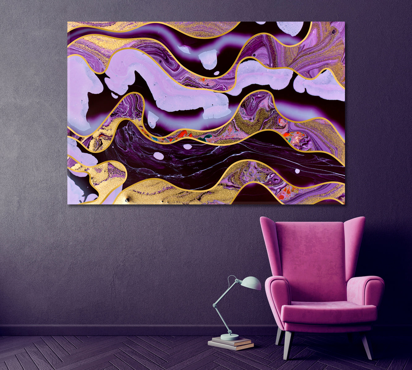 Trendy Mixed Purple Abstract Pattern Canvas Print ArtLexy 1 Panel 24"x16" inches 