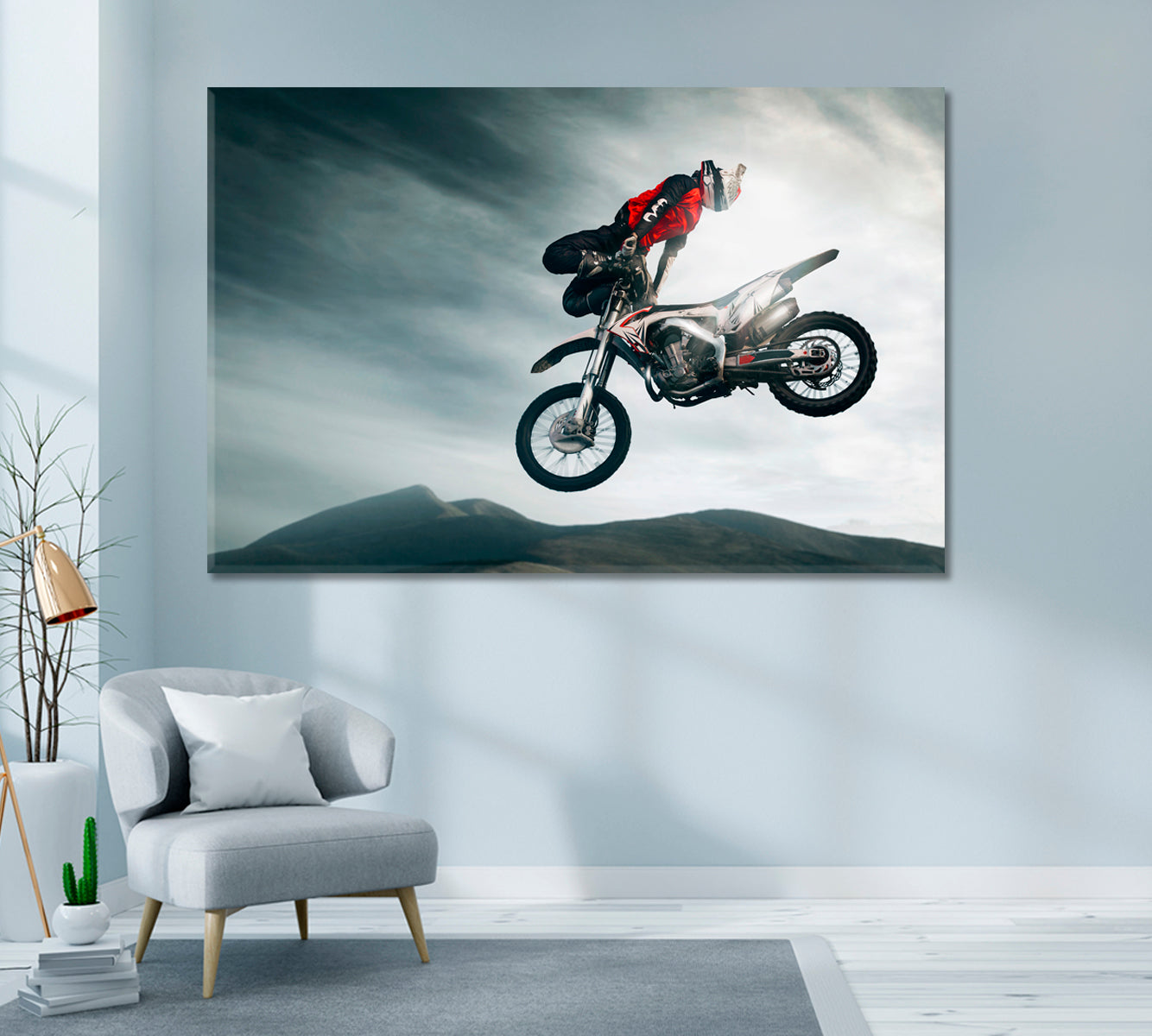 Extreme Motorcycle Freestyle Canvas Print ArtLexy 1 Panel 24"x16" inches 