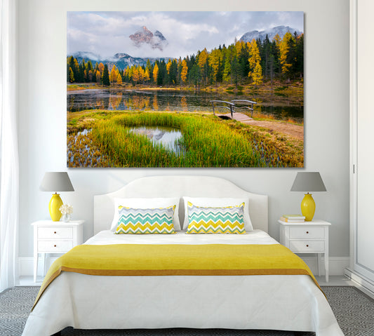 Autumn Landscape Dolomites Alps Canvas Print ArtLexy 1 Panel 24"x16" inches 