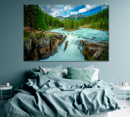 Sunwapta Falls Jasper National Park Canada Canvas Print ArtLexy 1 Panel 24"x16" inches 