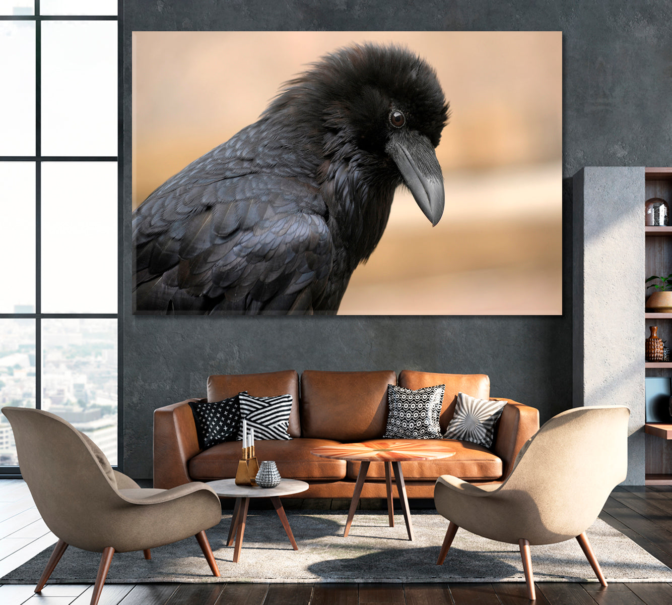 Portrait of Black Raven Canvas Print ArtLexy 1 Panel 24"x16" inches 