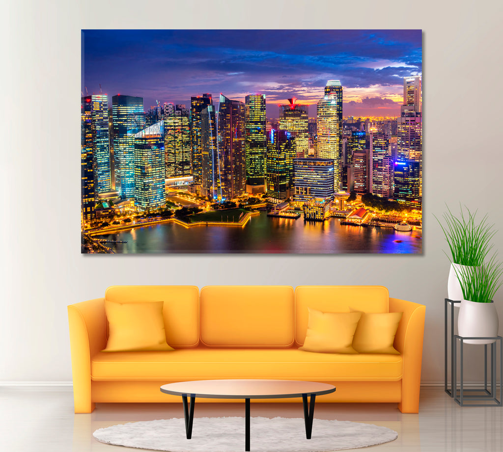 Singapore Business District Canvas Print ArtLexy 1 Panel 24"x16" inches 