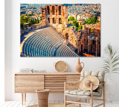 Odeon of Herodes Atticus in Acropolis Greece Canvas Print ArtLexy 1 Panel 24"x16" inches 
