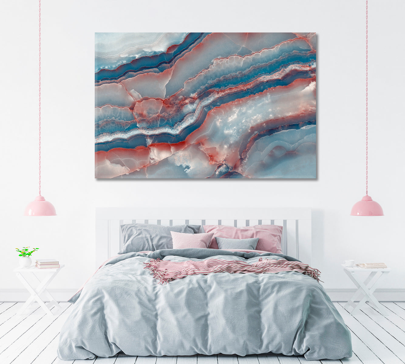 Abstract Blue Marble Agate Canvas Print ArtLexy 1 Panel 24"x16" inches 