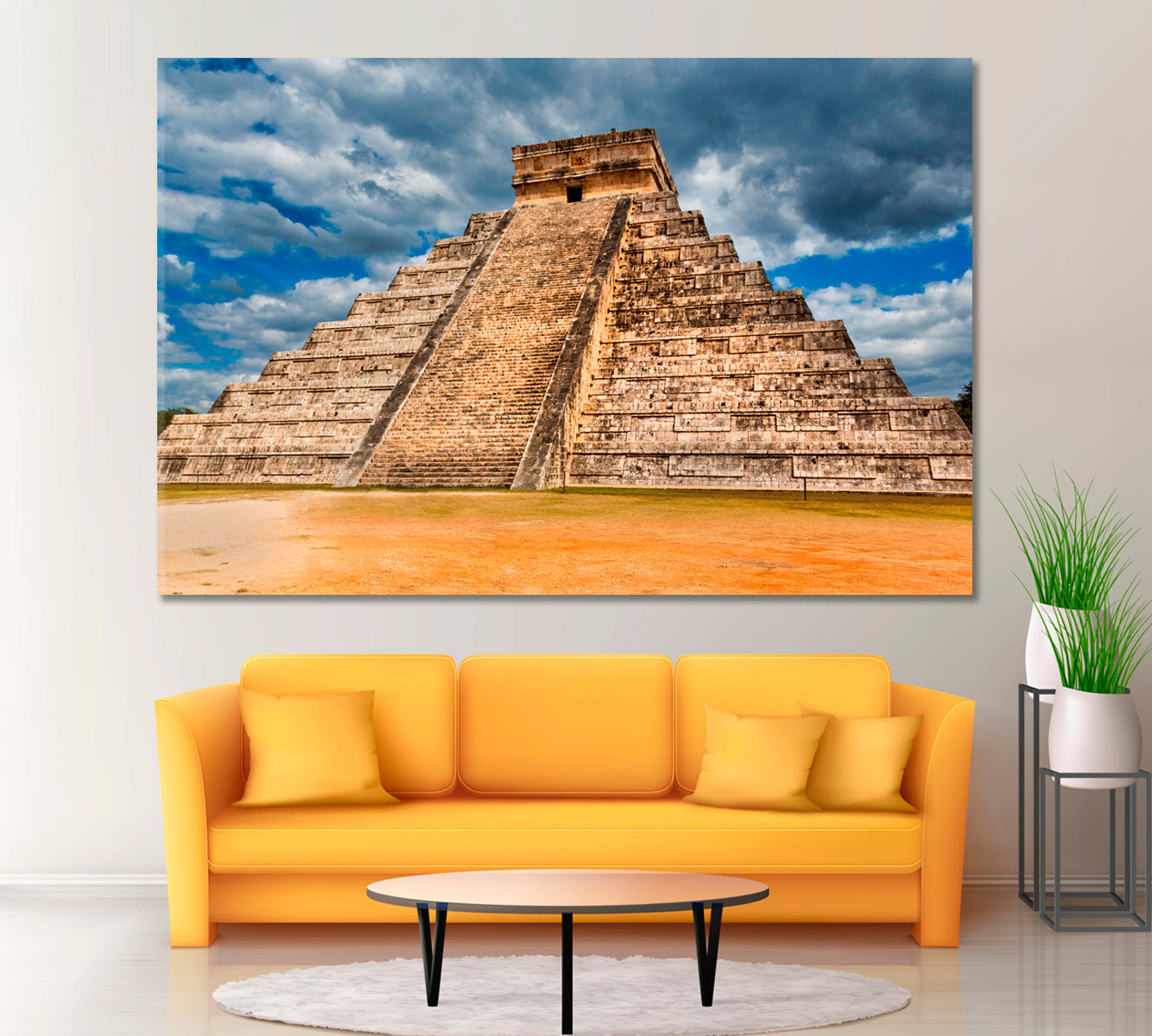 Mayan Pyramid El Castillo Kukulkan Temple Mexico Canvas Print ArtLexy 1 Panel 24"x16" inches 