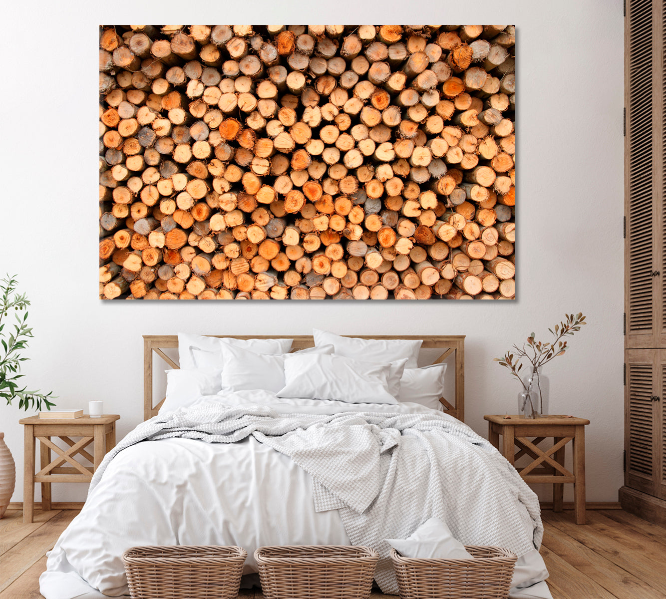 Logs of Eucalyptus Trees Canvas Print ArtLexy 1 Panel 24"x16" inches 