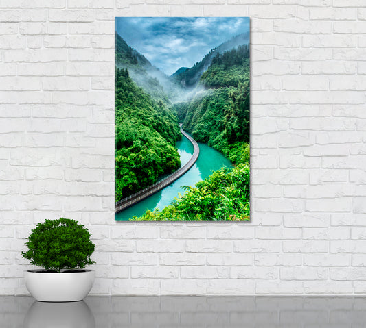 Shiziguan Floating Bridge in Xuanen Hubei Canvas Print ArtLexy 1 Panel 16"x24" inches 