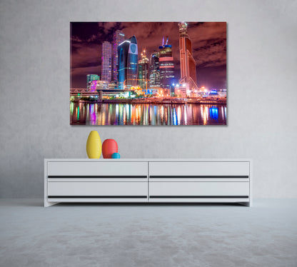Moscow City at Night Canvas Print ArtLexy 1 Panel 24"x16" inches 