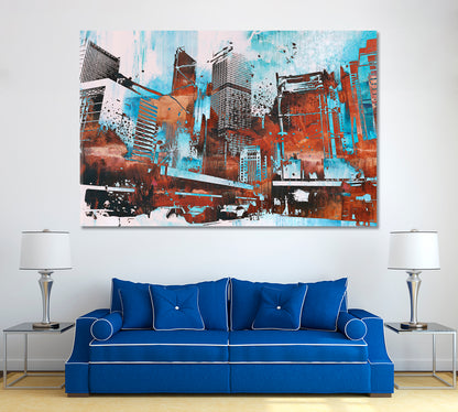 Abstract Cityscape Canvas Print ArtLexy 1 Panel 24"x16" inches 